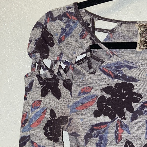 Free People Size Small Gray Floral Bodycon Stretchy Dress: 3072 - Picture 3 of 7